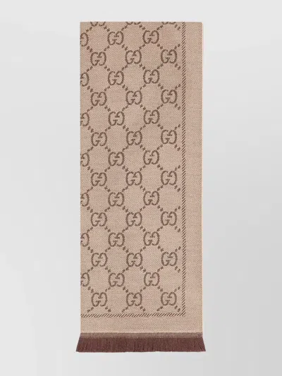 GUCCI SCARF JACQUARD PATTERN FRINGE TRIM