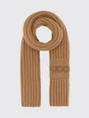 Gucci Wool Blend Scarf Rectangular Ribbed Knit In Brown