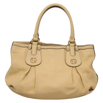 Pre-owned Gucci Scarlett Beige Leather Tote Bag () In Sand
