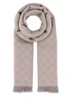 Gucci Embroidered Wool Scarf In Neutral