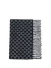 Gucci Men Wool And Cashmere Scarf With A Gradient Gg Motif In Black