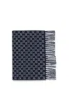 Gucci Men Wool And Cashmere Scarf With A Gradient Gg Motif In Blue