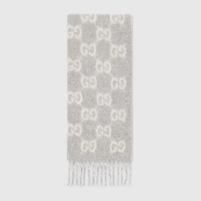 Gucci Gg Alpaca Wool Blend Scarf In Gray