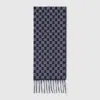 Gucci Gg Wool Cashmere Scarf In Blue
