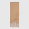 Gucci Cashmere Scarf With Patch In Brown