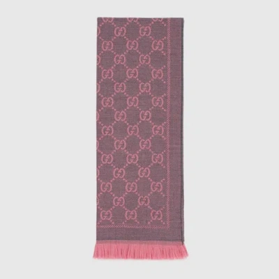 Gucci Gg Wool Scarf In Pink