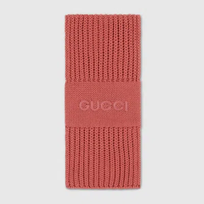 Gucci Wool Cashmere Scarf With Embroidery In Green