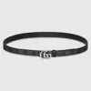 Gucci Reversible Gg Marmont Thin Belt In Black