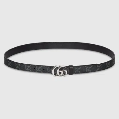 Gucci Reversible Gg Marmont Thin Belt In Black