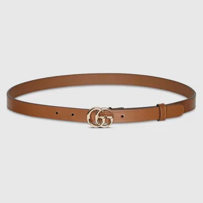 Gucci Gg Marmont Thin Belt In Brown
