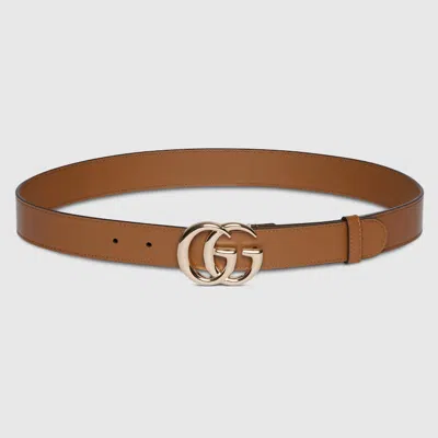 Gucci Gg Marmont Thin Belt In Brown