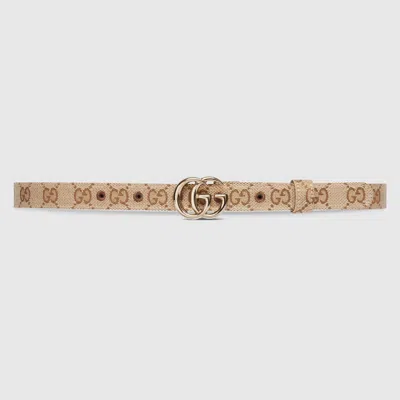 Gucci Gg Marmont Thin Belt In Beige