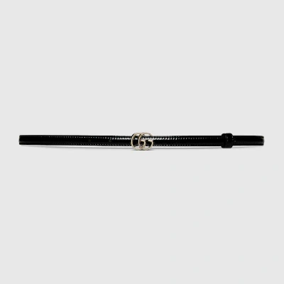 Gucci Gg Marmont Thin Belt In Black