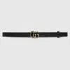 Gucci Gg Marmont Thin Belt In Black