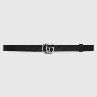 Gucci Gg Marmont Thin Belt In Black