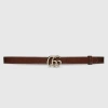 Gucci Gg Marmont Thin Belt In Brown