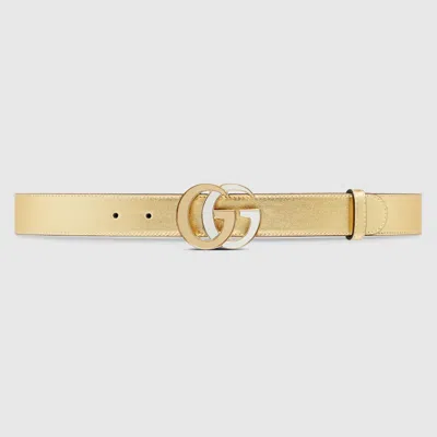 Gucci Gg Marmont Thin Belt In Gold