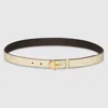 Gucci Thin Belt With Half-horsebit Buckle In Sand