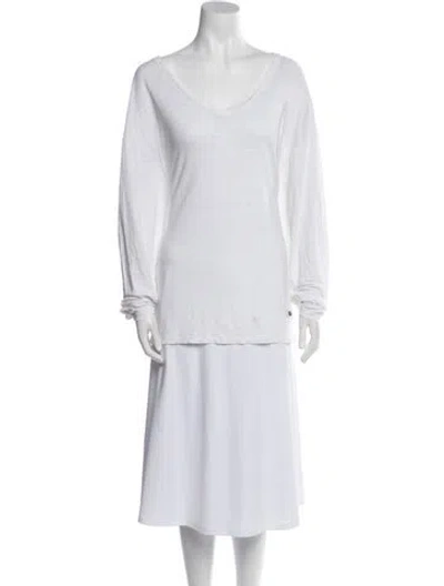Pre-owned Gucci Scoop Neck Long Sleeve Tunic In White