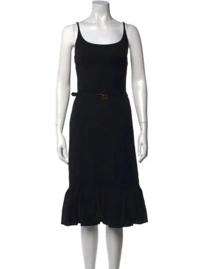 Pre-owned Gucci Scoop Neck Midi Length Dress In Black