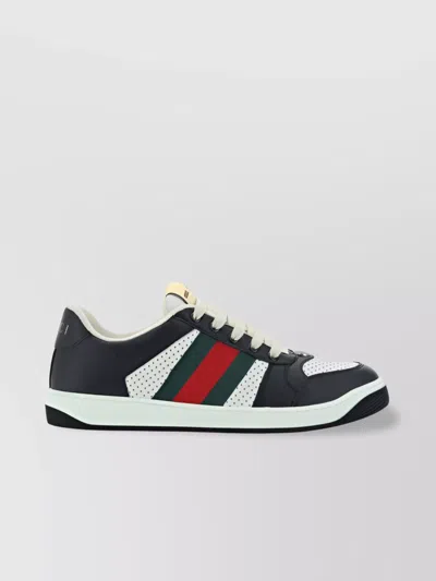 Gucci Black Screener Low-top Sneakers In Calf Leather Man In Multi