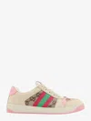 Gucci Women Screener Sneakers With Web Motif In Beige