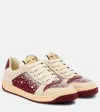Gucci Screener Embellished Canvas And Leather Sneakers In Burgundy