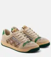 Gucci Gg Supreme Sneakers With Crystal Embellishments And Contrasting Rubber Sole In Du.mi/c.eb/cry/c.ab/