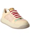 Gucci Screener Gg Leather-trimmed Canvas Sneakers In Pink