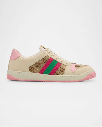 Gucci Gg Supreme Fabric Sneakers With Web Motif In Multi