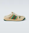 Gucci Screener Gg Canvas Leather-trimmed Mules In Neutral