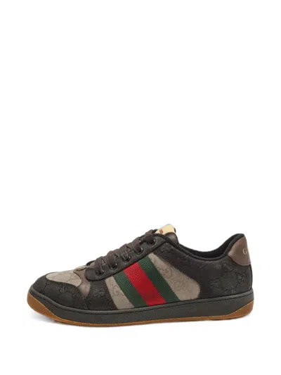 Pre-owned Gucci Screener Gg Canvas Sneakers In Black