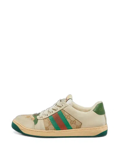 Pre-owned Gucci Screener Gg Canvas Sneakers In Neutrals