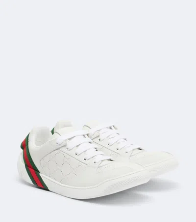 Gucci Screener Gg Leather Sneakers In White