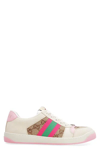 Gucci Screener Gg Low-top Sneakers In Beige