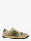 Gucci Screener Gg Low-top Vintage Leather Sneakers In Sand