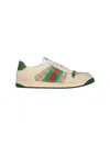 Gucci Men Screener Gg Low-top Vintage Leather Sneakers In Multi