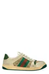 Gucci Men Screener Gg Low-top Vintage Leather Sneakers In Multi
