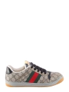 GUCCI SCREENER GG SUPREME FABRIC AND LEATHER SNEAKERS