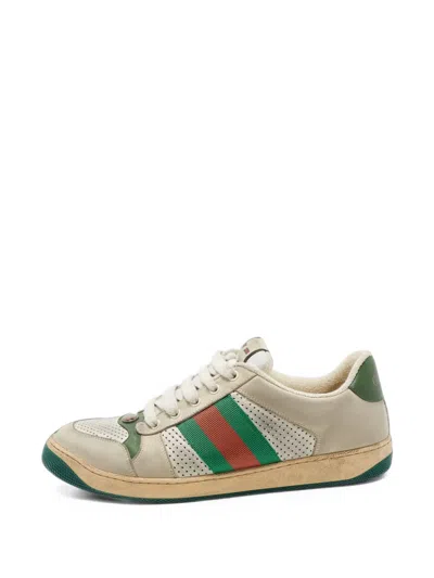 Pre-owned Gucci Screener Lace-up Sneakers In Grey