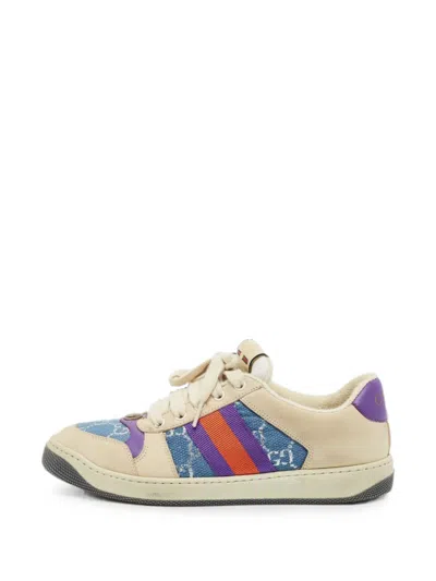 Pre-owned Gucci Screener Lace-up Sneakers In Neutral