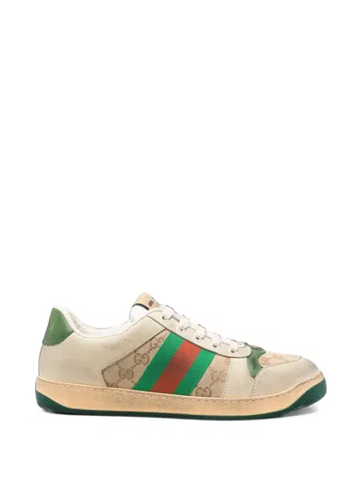 Gucci Screener Lace-up Sneakers In Neutral