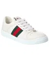 Gucci Leather Sneakers With Lateral Web Band