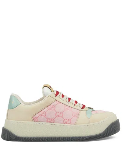 Gucci Screener Leather Sneakers In Gray