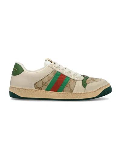Gucci Screener Leather Sneakers For Men In Brown