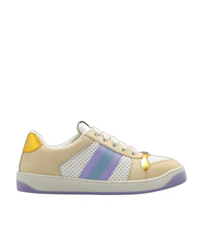 Gucci Screener Leather Sneakers In Nude