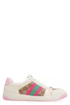 Gucci Women Screener Sneakers With Gg Crystals In Pink
