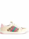 Gucci Screener Crystals Gg Fabric Sneakers In Pink