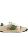 Gucci Men Screener Gg Low-top Vintage Leather Sneakers In Sand