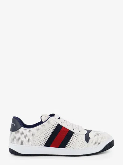 Gucci Screener Leather Sneakers In White
